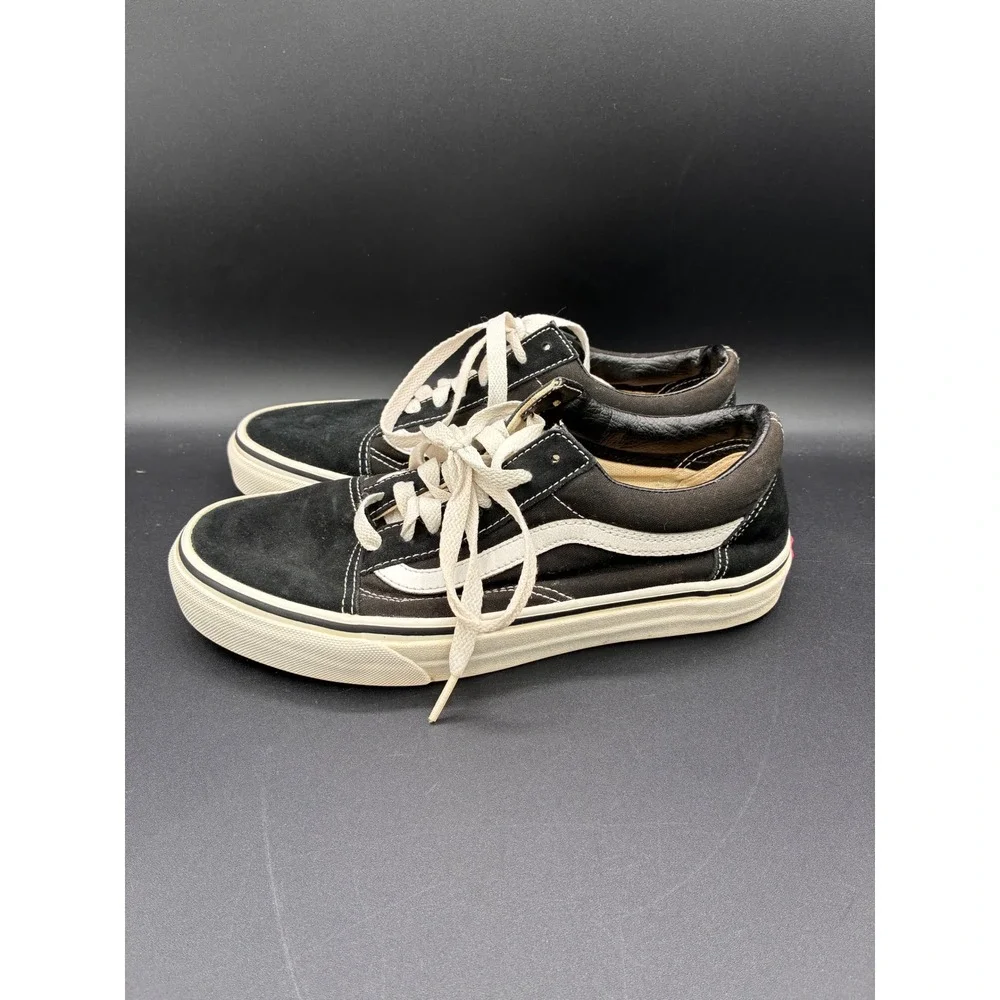 Vans Old Skool Black White Suede Canvas Skate‎ Sneakers Mens 6.5 Womens 8.0